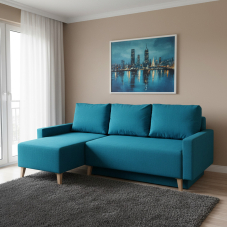 Sedací souprava OVIEDO | 140x225 | rozkládací + úložný prostor | tyrkysová