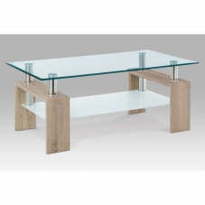 Konferenční stolek 110x60x45 cm, sonoma / čiré sklo 8 mm | VÝPRODEJ