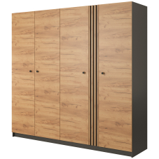 DECO | šatní skříň | 220 cm | kraft zlatý/antracit