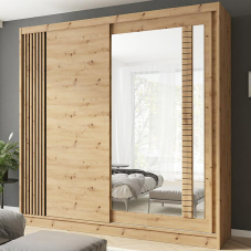 Šatní skříň ARTIZ | se zrcadlem | 200 cm | artisan/černá