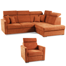 Sedací souprava SLIM Rosario MAX + křeslo | 238x180 | PRAVÁ | 471 oranžová | POSLEDNÍ KUS
