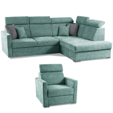 Sedací souprava SLIM Rosario MAX + křeslo | 238x180 | PRAVÁ | 466/456 azurová | POSLEDNÍ KUS