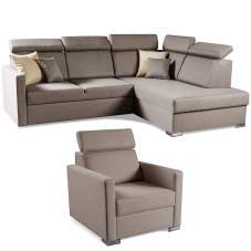 Sedací souprava SLIM L 32 + křeslo | 238x180 | PRAVÁ | Tatum 273 šedohnědá | POSLEDNÍ KUS