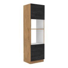 VIGO d | vysoká skříňka 60DPM-210 2F na vestavnou troubu a mikrovlnku | 60 cm | lancelot/dark wood