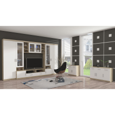 Obývací stěna PARIS | 340 cm + 2x komoda v ceně | sonoma/bílá MDF