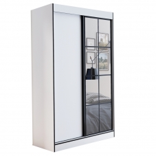 Šatní skříň OSLO 2 | se zrcadlem | 120 cm | bílá/černá