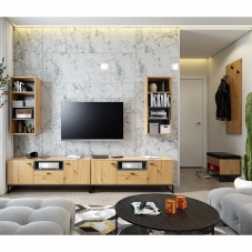 Obývací pokoj + předsíňová stěna OLIER a | sestava D | 6 dílů | artisan/černá
