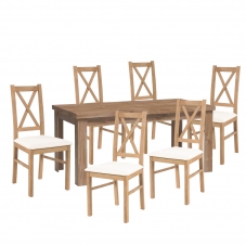 Jídelní set PAXOS | rozkládací stůl 160x90 cm + 6x židle | VÝBĚR BAREV A TKANIN