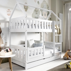 Patrová dětská postel ZUZIA | 80x160 cm 2x | s rošty | bílá | UNI PROVEDENÍ