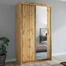Šatní skříň MIAMI se zrcadlem | 120 cm | wotan | 3 varianty vnitřního uspořádání | POUZE U NÁS