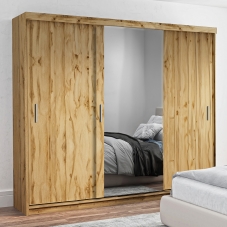 Šatní skříň MIAMI se zrcadlem | 250 cm | wotan | 3x ZÁSUVKA v ceně | POUZE U NÁS