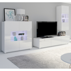 Obývací stěna CALABRINI b | 250 cm | 3 díly H | bílá lesk