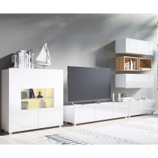 Obývací stěna CALABRINI b | 350 cm | 7 dílů Y | bílá lesk