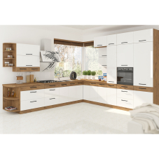 Kuchyňská linka VIGO b | 340x330 cm | PREMIUM BOX | UNI dvířka | lancelot/bílá lesk