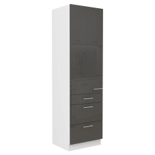 LARA gr | vysoká skříňka 60 DKS-210 3S 1F potravinová | 60 cm | UNI | PREMIUM BOX | šedá lesk