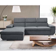 Sedací souprava LARS | 185x270 cm | rozkládací + úložný prostor | šedá FUNKČNÍ TKANINA