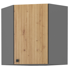 AVARANT sa | horní skříňka 60x60 GN-72 1F 45° rohová s 2 policemi | 60 cm | 3D povrch | šedá/artisan