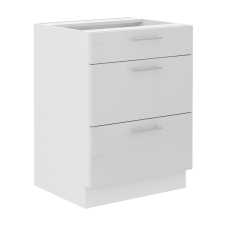 LARA wh | dolní skříňka 60D 3S se zásuvkami typu PREMIUM BOX | 60 cm | bílá lesk