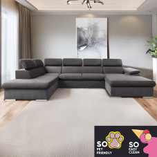 Sedací souprava COOL II | 220x343x191 cm | rozkládací + 2x úložný prostor | PRAVÁ | Letto 92 šedá