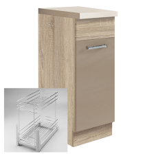 PREMIO sc | dolní skříňka PRE-26D + CARGO koš | 30 cm | sonoma/capuccino lesk