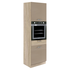 PREMIO sc | vysoká skříňka PRE-20D na vestavnou troubu | 60 cm | UNI dvířka | sonoma/capuccino lesk