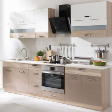 Kuchyňská linka PREMIO |  270 cm | sonoma/bílá/cappuccino lesk