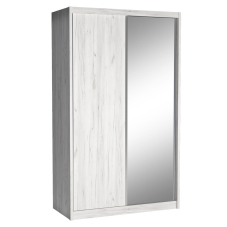 Šatní skříň KAROK | 143 cm | se zrcadlem | kraft bílý