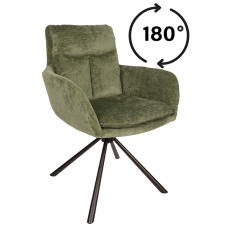 Jídelní židle/křeslo HENDI | 60 cm | otočná o 180° | zelená | černé nohy