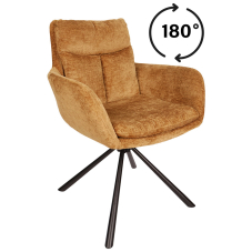 Jídelní židle/křeslo HENDI | 60 cm | otočná o 180° | oranžovohnědá | černé nohy