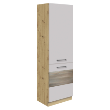 INFINITY w | vysoká skříňka 21D pro vestavnou lednici | 60 cm | wood/světle šedá lesk