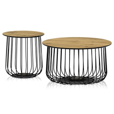 Konferenční stolek AF-3007 OAK | Set 2 kusů | 1x ⌀ 60 cm + 1x ⌀ 37 cm | divoký dub MDF desky o síle 18 mm