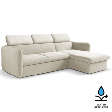 Malá sedací souprava SLIM | 235x179 cm | PRAVÁ | 09 světle béžová | rozkládací + úložný prostor