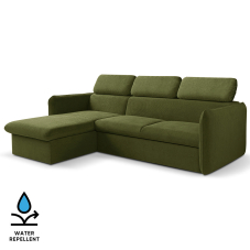 Malá sedací souprava SLIM | 179x235 cm | LEVÁ | 39 tmavě zelená | rozkládací + úložný prostor