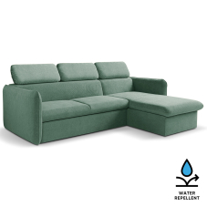 Malá sedací souprava SLIM | 235x179 cm | PRAVÁ | 37 zelenomodrá | rozkládací + úložný prostor