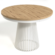 Jídelní stůl GARDI | Ø 100 cm | kulatý | ROZKLÁDACÍ | artisan/bílá