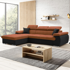 Sedací souprava COOL | 191x281 cm | rozkládací + úložný prostor | LEVÁ | oranžovo černá 08/15