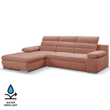 Sedací souprava GRECO MINI | 185x278 cm | LEVÁ | 63 tmavě starorůžová WATER REPELLENT | rozkládací + úložný prostor