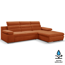 Sedací souprava GRECO MINI | 278x185 cm | PRAVÁ | 55 červenooranžová WATER REPELLENT | rozkládací + úložný prostor
