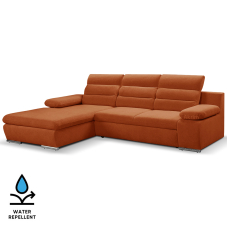 Sedací souprava GRECO MINI | 185x278 cm | LEVÁ | 55 červenooranžová WATER REPELLENT | rozkládací + úložný prostor