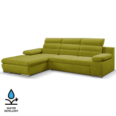 Sedací souprava GRECO MINI | 185x278 cm | LEVÁ | 35 zelená WATER REPELLENT | rozkládací + úložný prostor