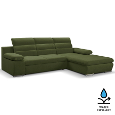Sedací souprava GRECO MINI | 278x185 cm | PRAVÁ | 39 tmavě zelená WATER REPELLENT | rozkládací + úložný prostor