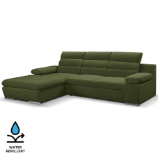 Sedací souprava GRECO MINI | 185x278 cm | LEVÁ | 39 tmavě zelená WATER REPELLENT | rozkládací + úložný prostor