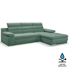 Sedací souprava GRECO MINI | 278x185 cm | PRAVÁ | 37 zelenomodrá WATER REPELLENT | rozkládací + úložný prostor