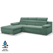 Sedací souprava GRECO MINI | 185x278 cm | LEVÁ | 37 zelenomodrá WATER REPELLENT | rozkládací + úložný prostor