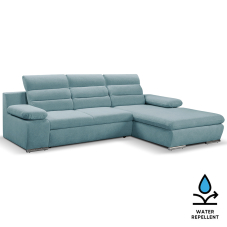 Sedací souprava GRECO MINI | 278x185 cm | PRAVÁ | 74 modrá WATER REPELLENT | rozkládací + úložný prostor