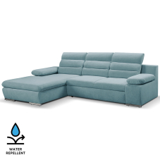 Sedací souprava GRECO MINI | 185x278 cm | LEVÁ | 74 modrá WATER REPELLENT | rozkládací + úložný prostor