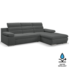 Sedací souprava GRECO MINI | 278x185 cm | PRAVÁ | 97 tmavě šedá WATER REPELLENT | rozkládací + úložný prostor