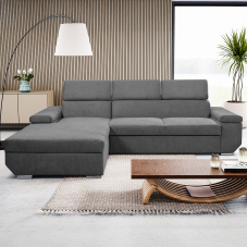 Sedací souprava LARS | 185x270 cm | LEVÁ | rozkládací + úložný prostor | 97 tmavě šedá