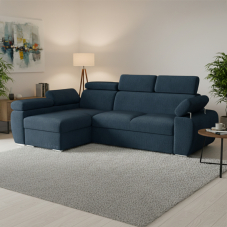 Sedací souprava BASTON | 170x255 cm | rozkládací + úložný prostor | 13 tmavě modrá