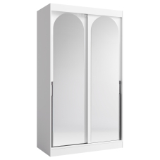 Šatní skříň MODIN | se zrcadlem | 120 cm | bílá/černé úchyty
